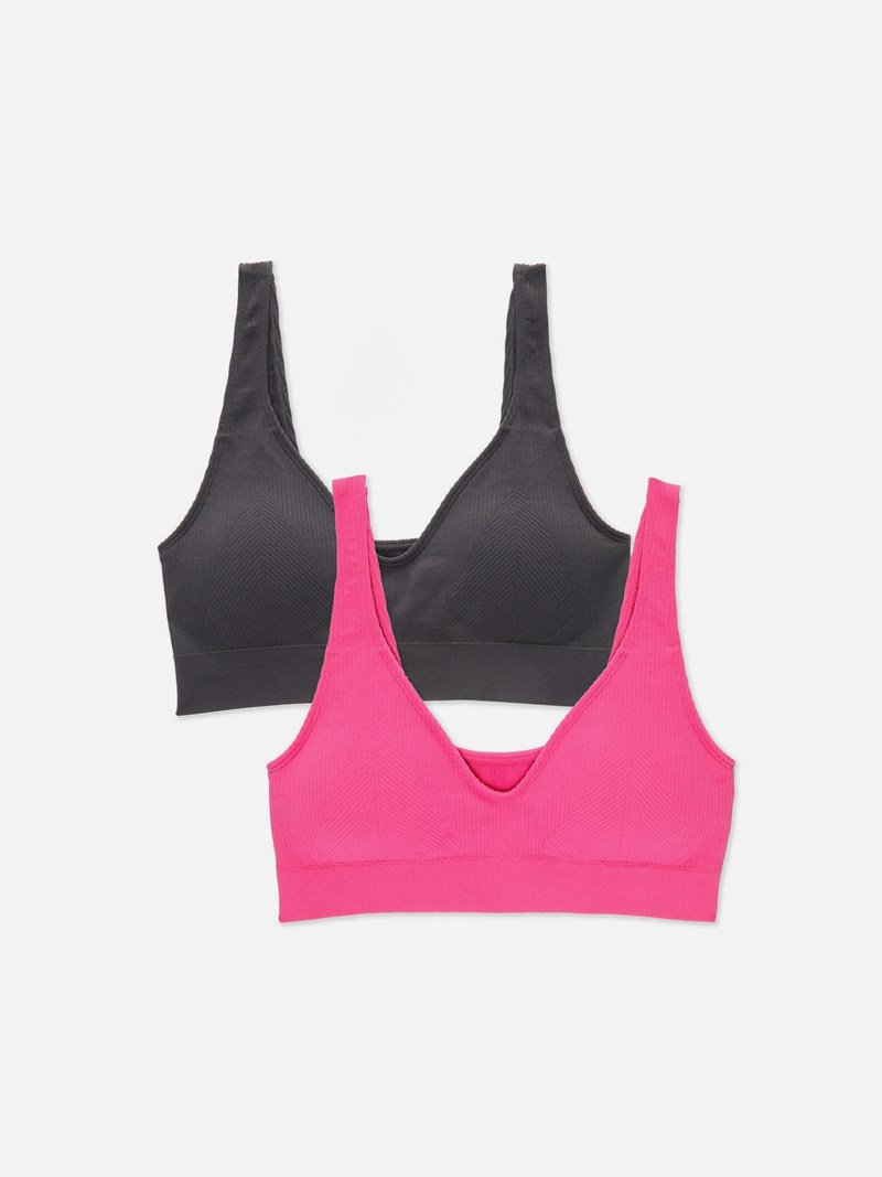 Lencería Primark 2Pack Seamfree Wireless Plunge Bras Mujer Rosas | 2430EAMUO