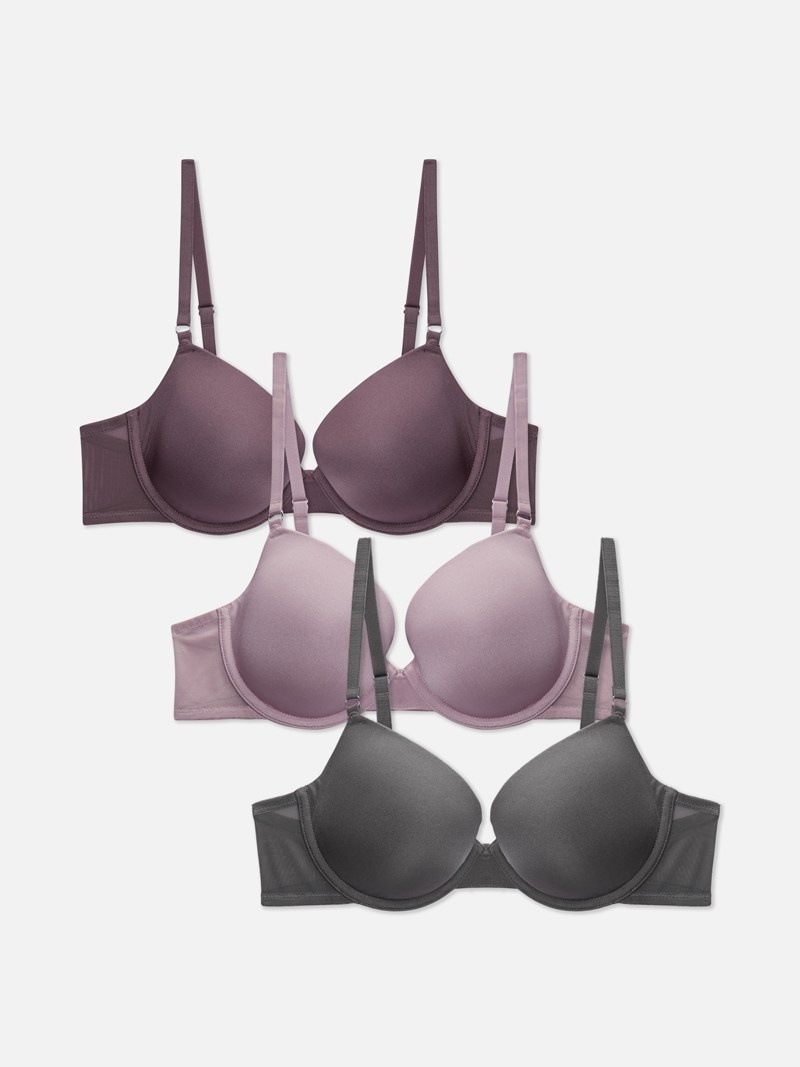 Lencería Primark 3Pack AD Shiny Bras Mujer Gris | 7815POTJM