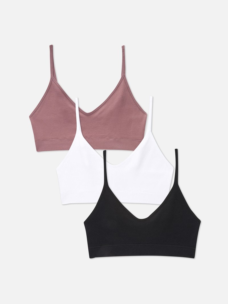 Lencería Primark 3Pack Cropped Cami Seamfree Bralettes Mujer Negras | 6382NDLHC