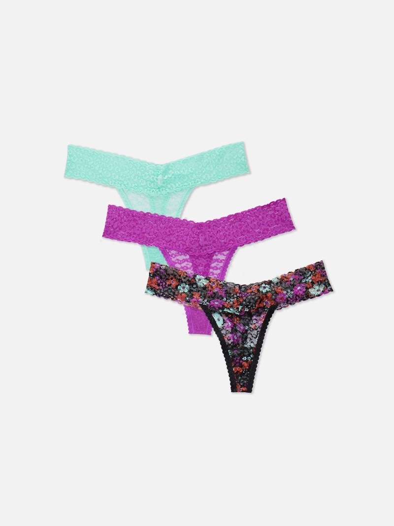 Lencería Primark 3Pack Multi Encaje Thongs Mujer Rosas | 6084DOZTH