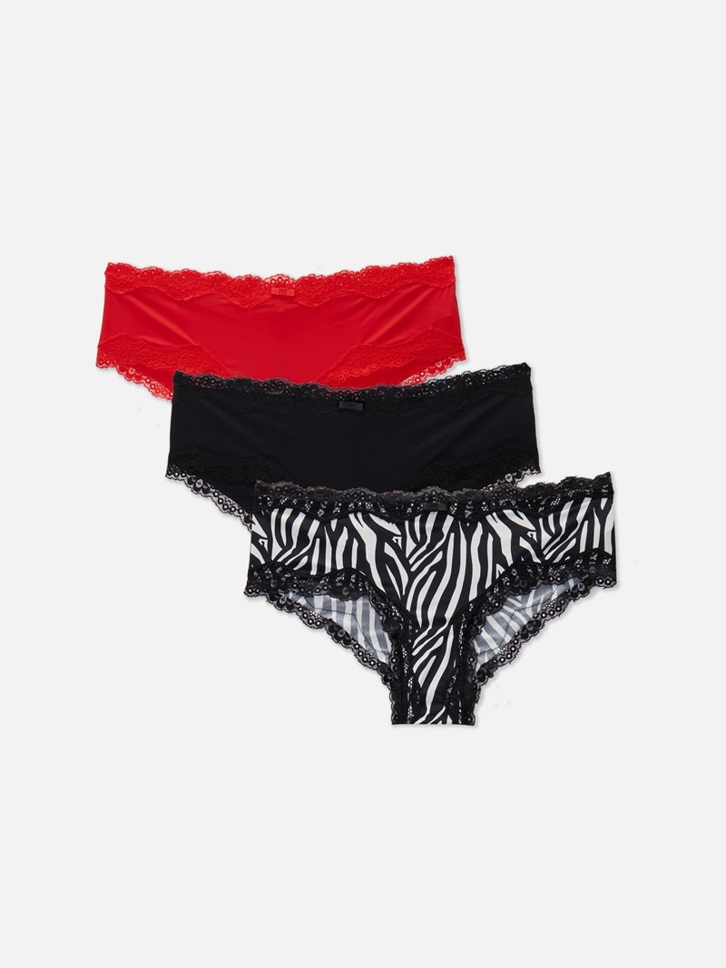 Lencería Primark 3Pack Multi Encaje Trim Hipster Briefs Mujer Rojas | 4760LAPEN