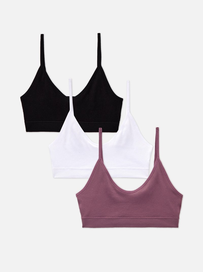 Lencería Primark 3Pack Seamfree Cropped Cami Bralettes Mujer Negras | 9714YJFVW