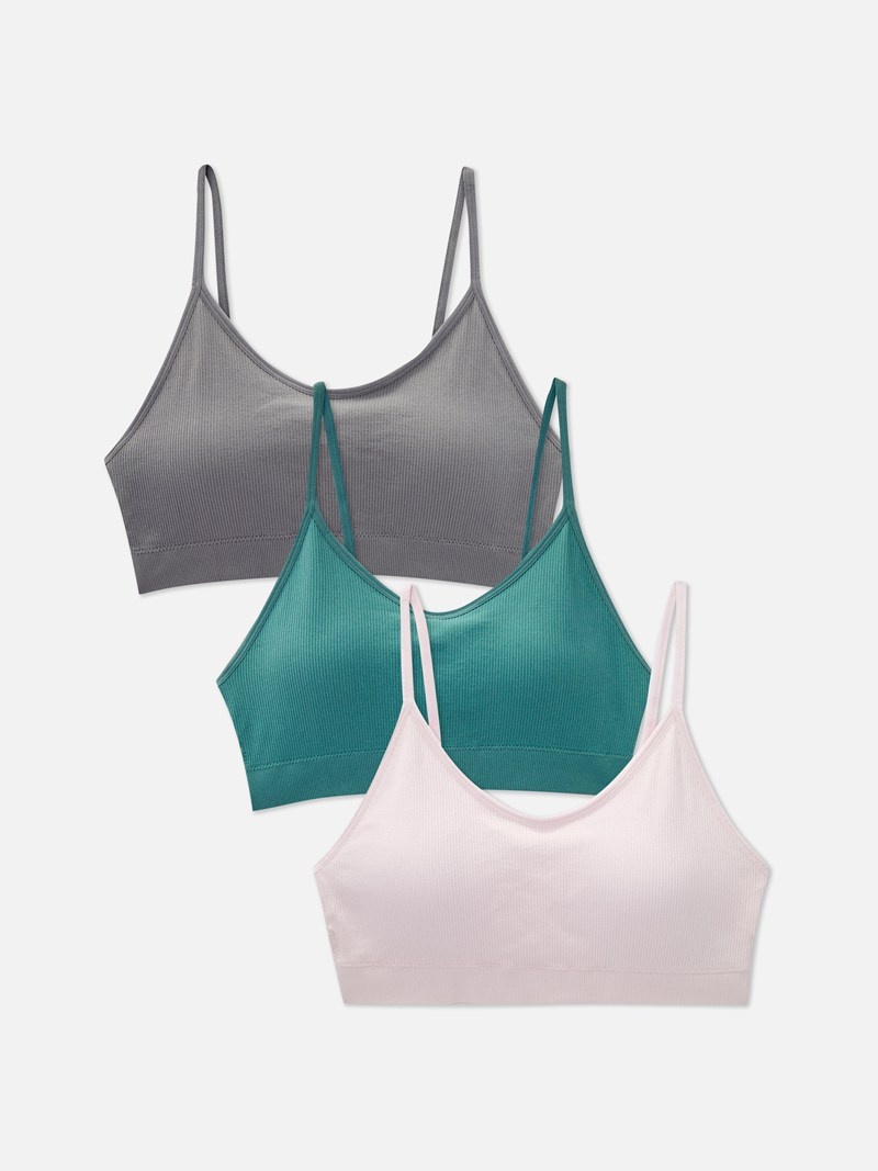 Lencería Primark 3Pack Seamfree Cropped Cami Bralettes Mujer Turquesa | 8749UNXTW