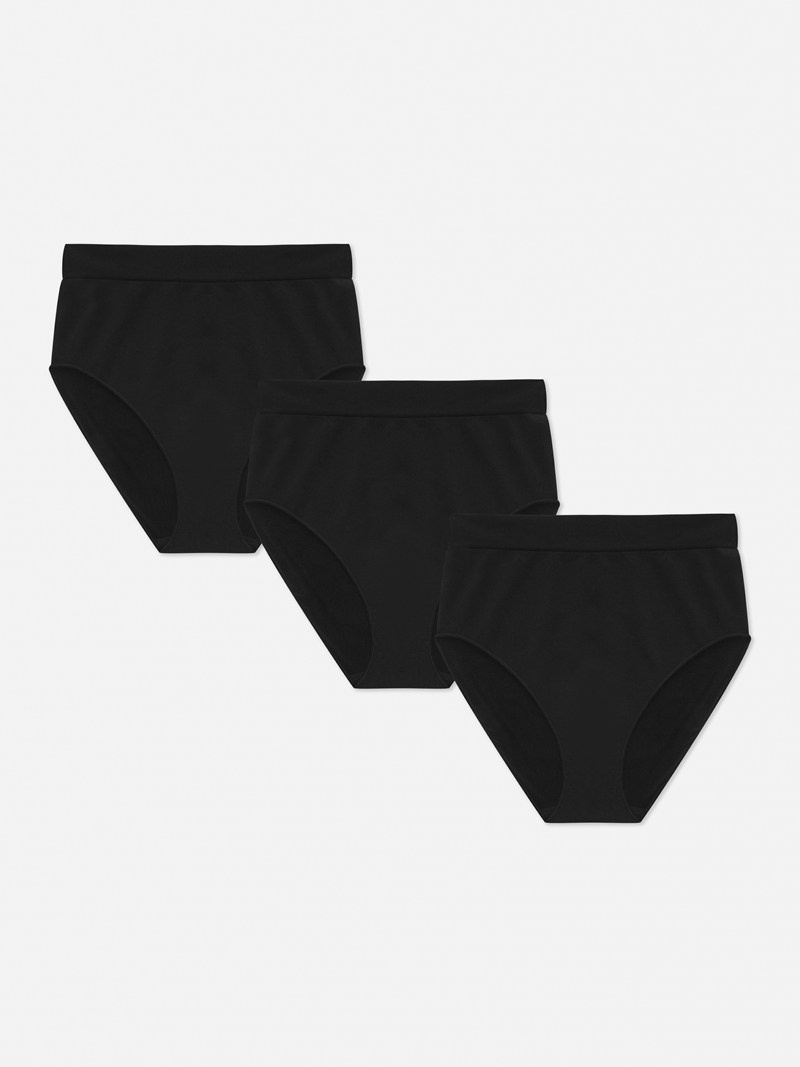 Lencería Primark 3Pack Seamfree High Cintura Full Briefs Mujer Negras | 3140MDIQK