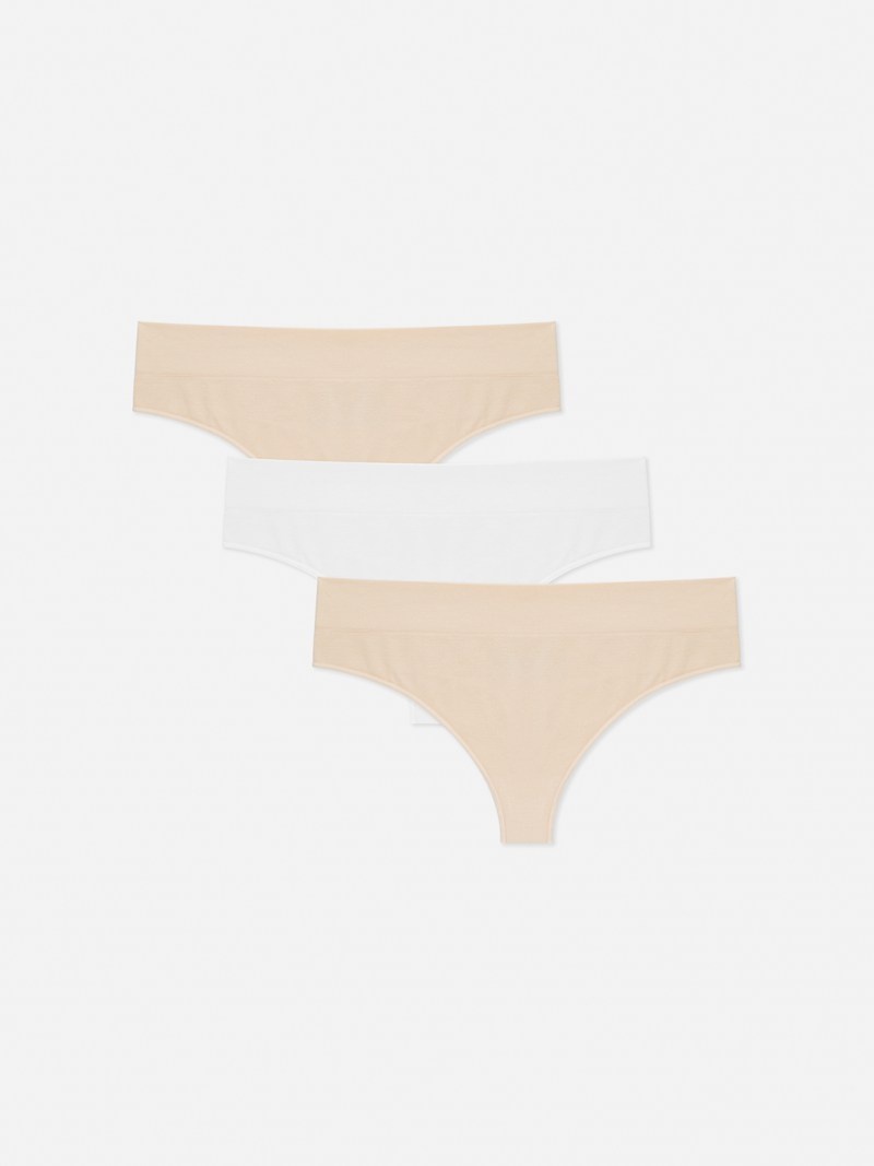 Lencería Primark 3Pack Seamfree Thongs Mujer Gris Marrones | 8946ALWMJ