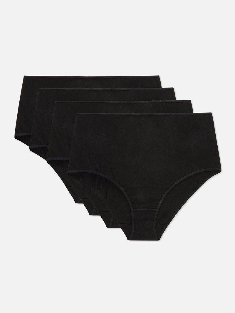 Lencería Primark 4Pack HighWaist Full Briefs Mujer Negras | 1235CJUZY