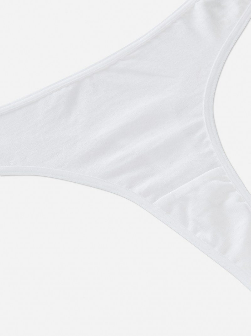 Lencería Primark 5Pack Algodon Thongs Mujer Blancas | 0136OFKYR