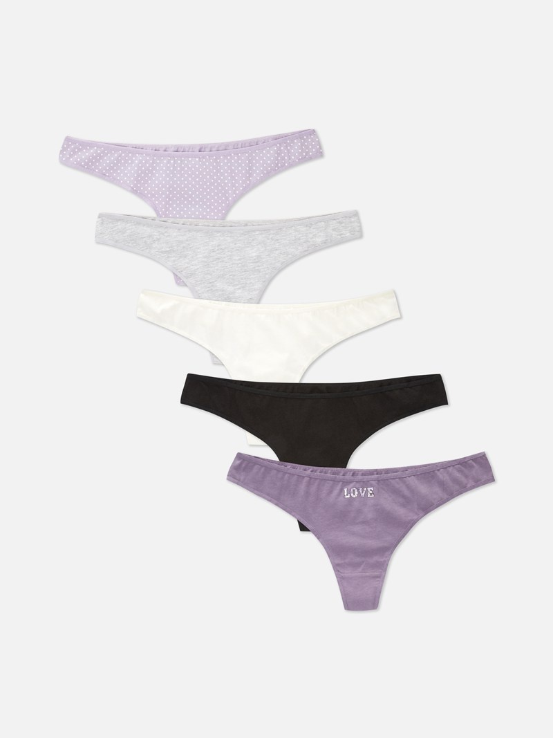 Lencería Primark 5Pack Everyday Algodon Thongs Mujer Multicolor | 8635ATLGN