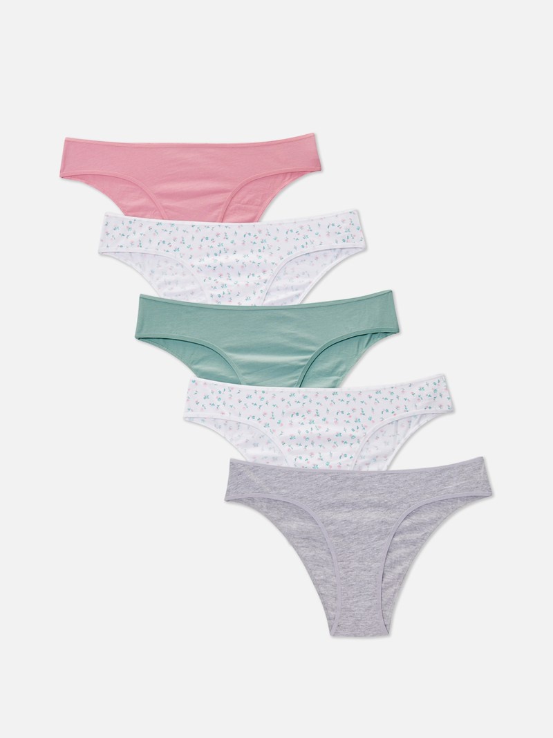 Lencería Primark 5Pack Everyday Brazilian Briefs Mujer Rosas Oscuro | 5134PDMAX