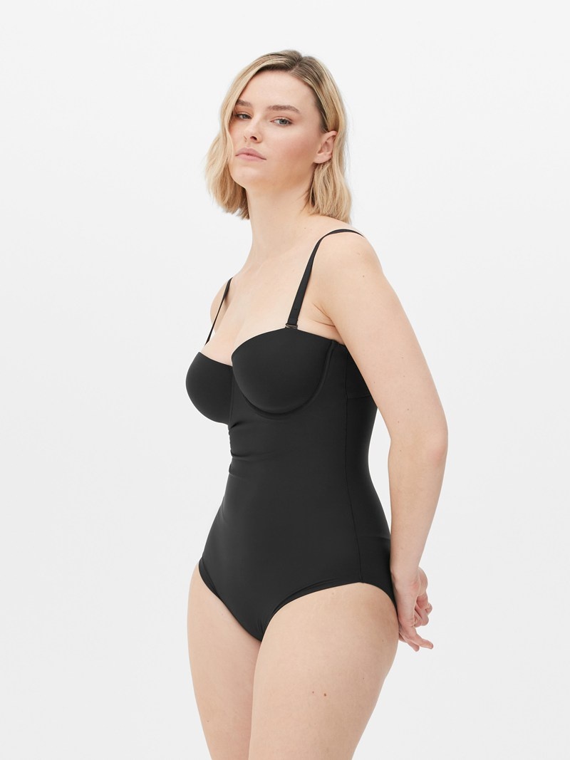 Lencería Primark Cupped Lycra Shapewear Bodysuit Mujer Negras | 3495THQJI