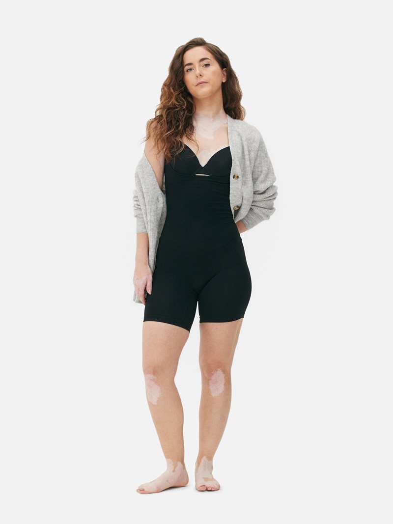 Lencería Primark Shapewear OpenBust MidThigh Bodysuit Mujer Negras | 4685REMUT