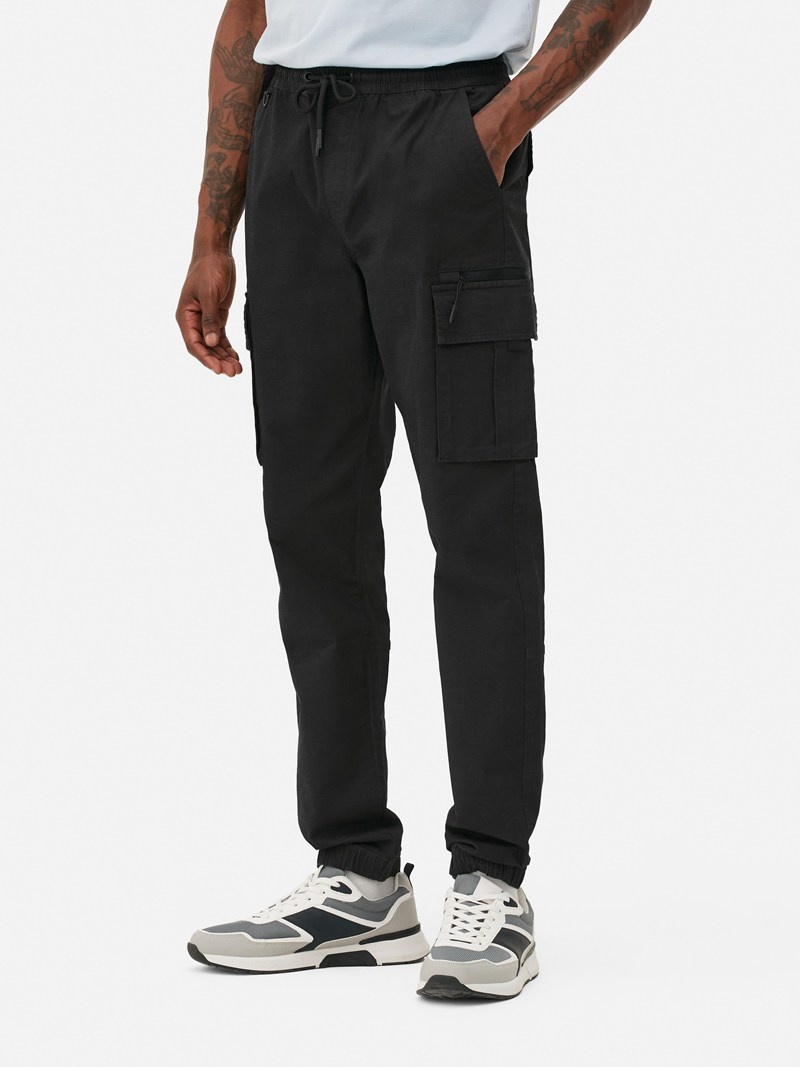 Pantalon Primark Drawstring Cargo Hombre Negras | 9520RPGNF