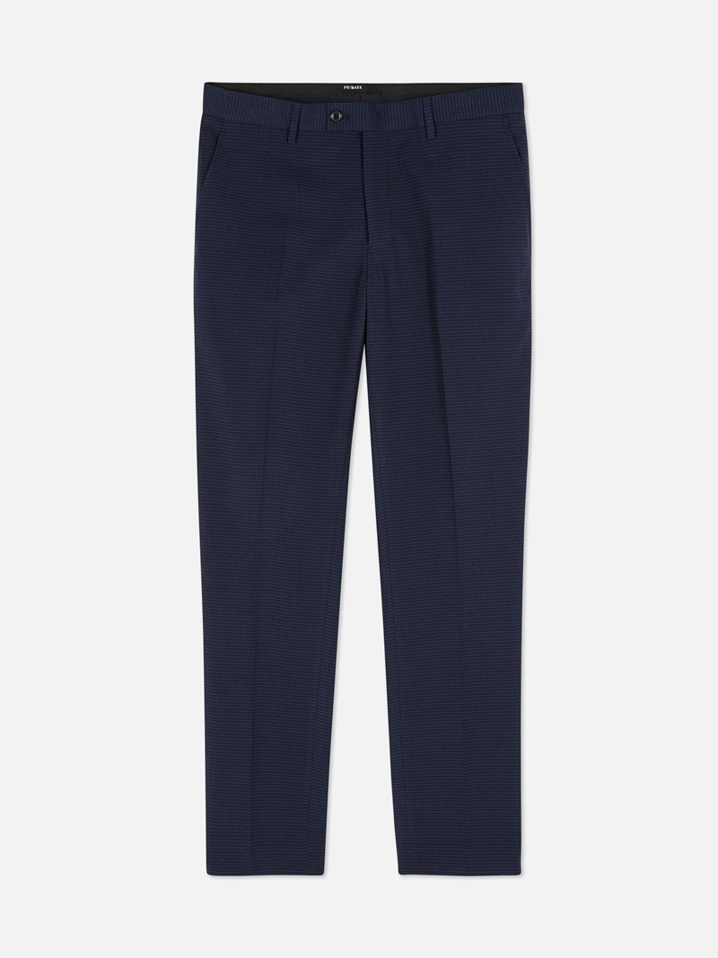 Pantalon Primark Micro Check Tapered Suit Hombre Azul Marino | 9203VPTWM