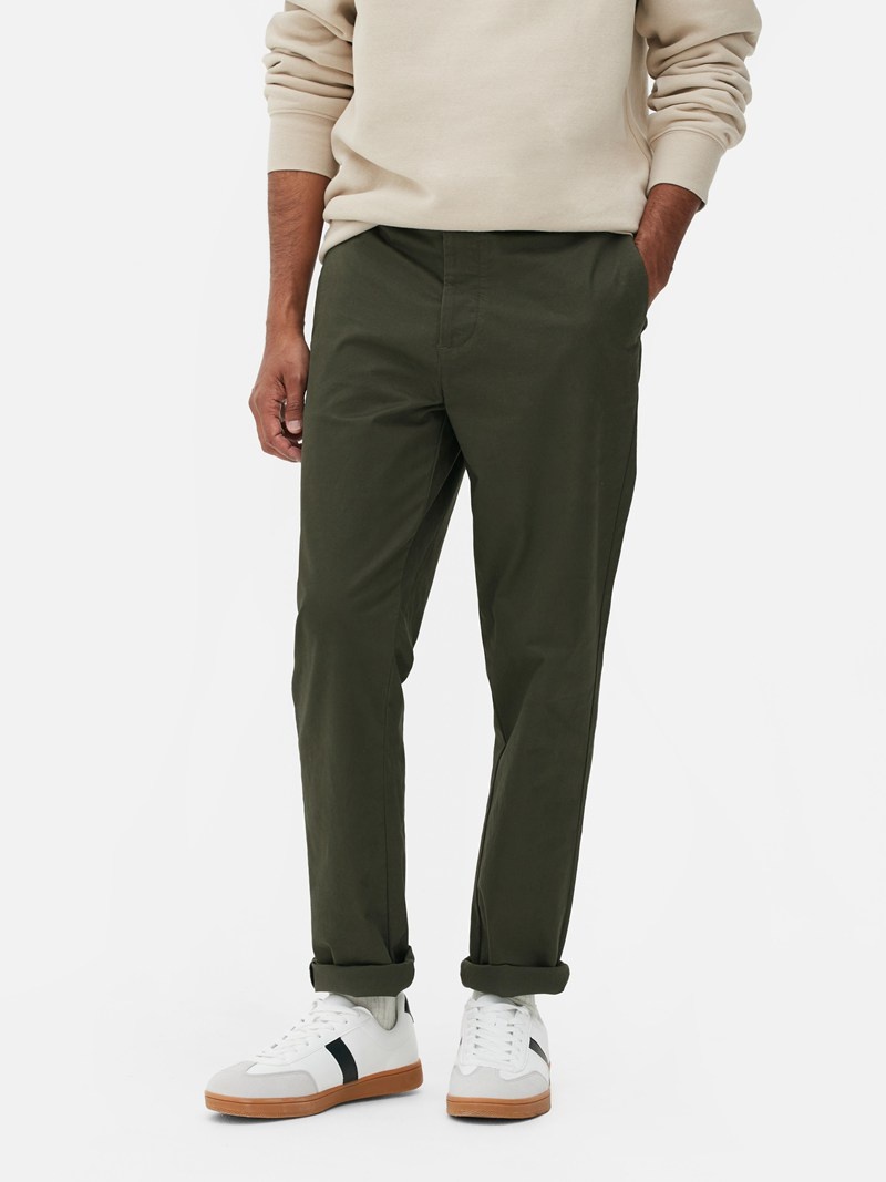 Pantalon Primark Stretch Slim Chinos Hombre Verde Oscuro | 7381LHJPB