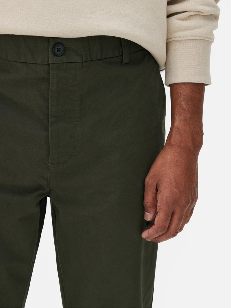 Pantalon Primark Stretch Slim Chinos Hombre Verde Oscuro | 7381LHJPB