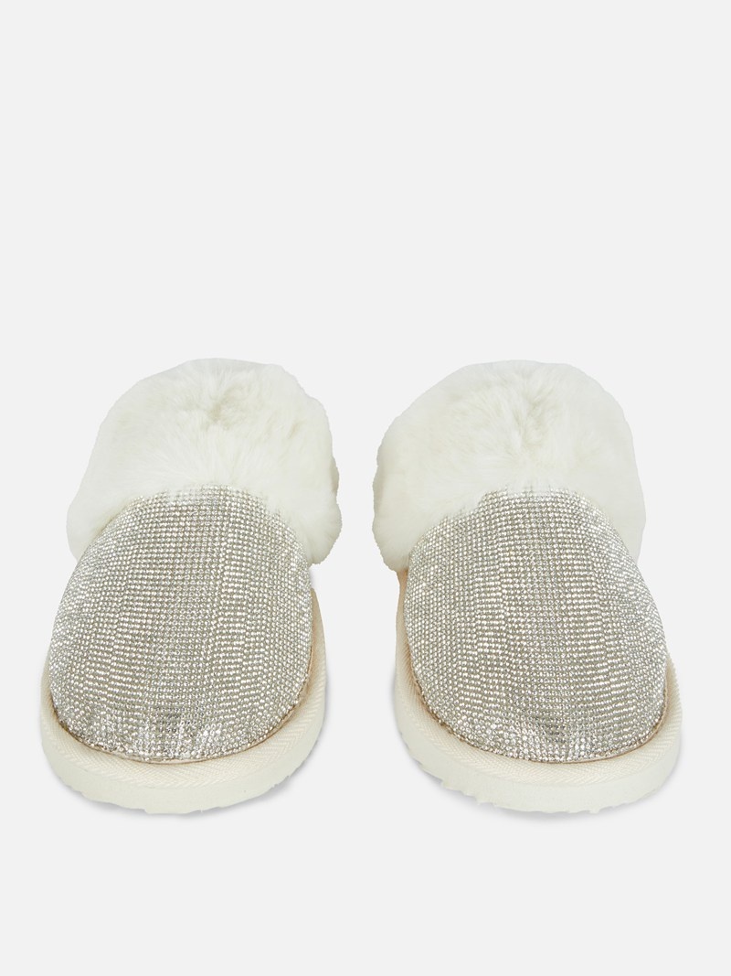 Pantuflas Primark Diamanté Mule Mujer Beige | 5790NCOUF