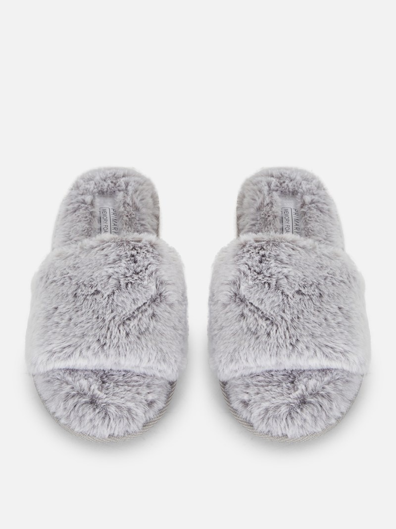 Pantuflas Primark Faux Fur Mujer Gris | 5691DOQUW