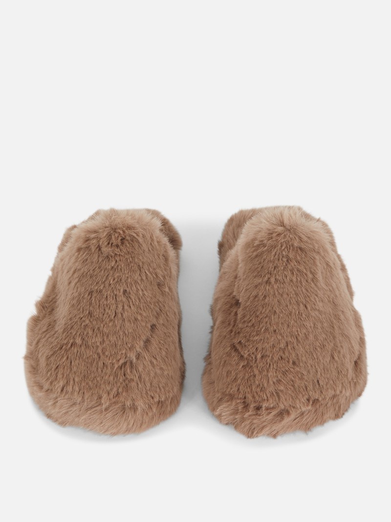 Ropa De Casa Primark Faux Fur Mule Mujer Beige | 8962ENYGH