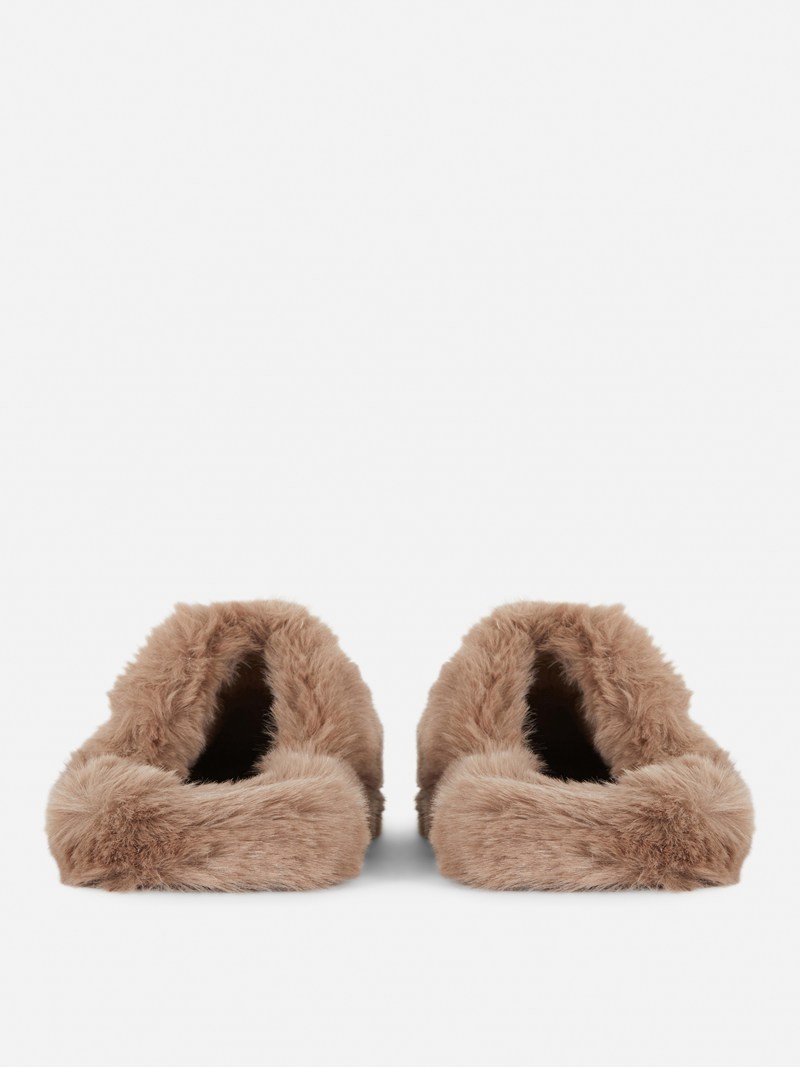 Ropa De Casa Primark Faux Fur Mule Mujer Beige | 8962ENYGH