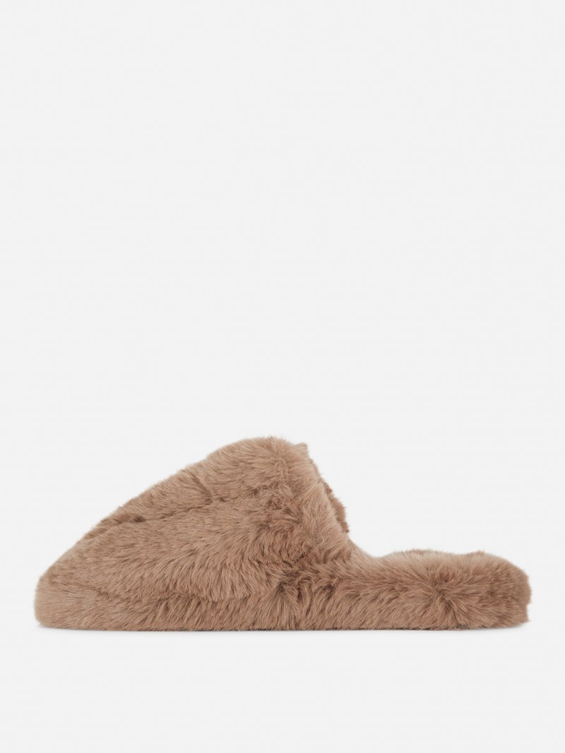 Ropa De Casa Primark Faux Fur Mule Mujer Beige | 8962ENYGH