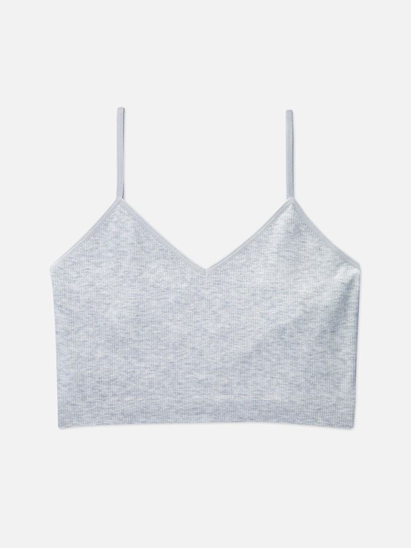 Ropa De Dormir Primark Acanalado Cropped Cami Pajama Mujer Gris | 6972JMUQE