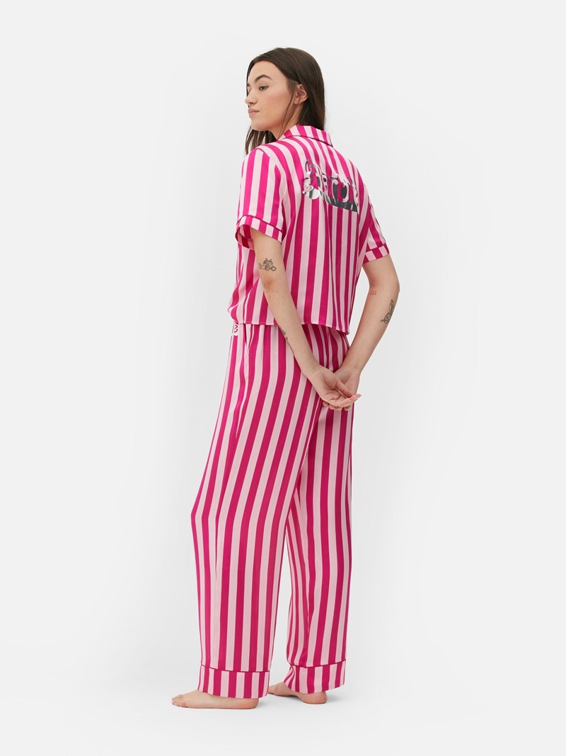 Ropa De Dormir Primark Barbie Satin Stripe Pajamas Mujer Rosas | 0872XRJHU