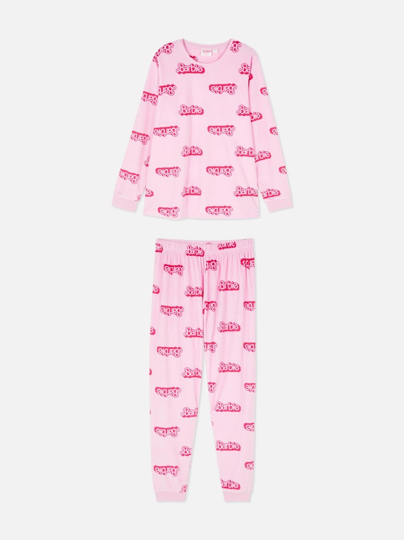 Ropa De Dormir Primark Barbie The Movie Velour Print Pajamas Mujer Rosas | 9428QKVYW