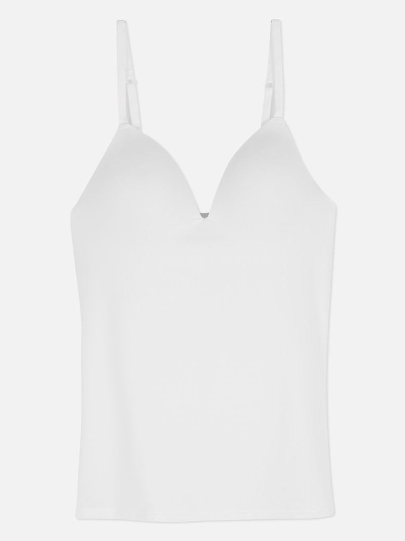 Ropa De Dormir Primark BuiltIn Bra Cami Mujer Blancas | 0364SUZYA