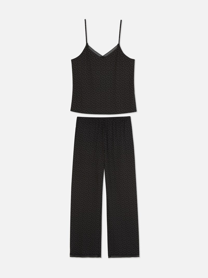 Ropa De Dormir Primark Cami and WideLeg Pajamas Mujer Negras | 7215NYFPI