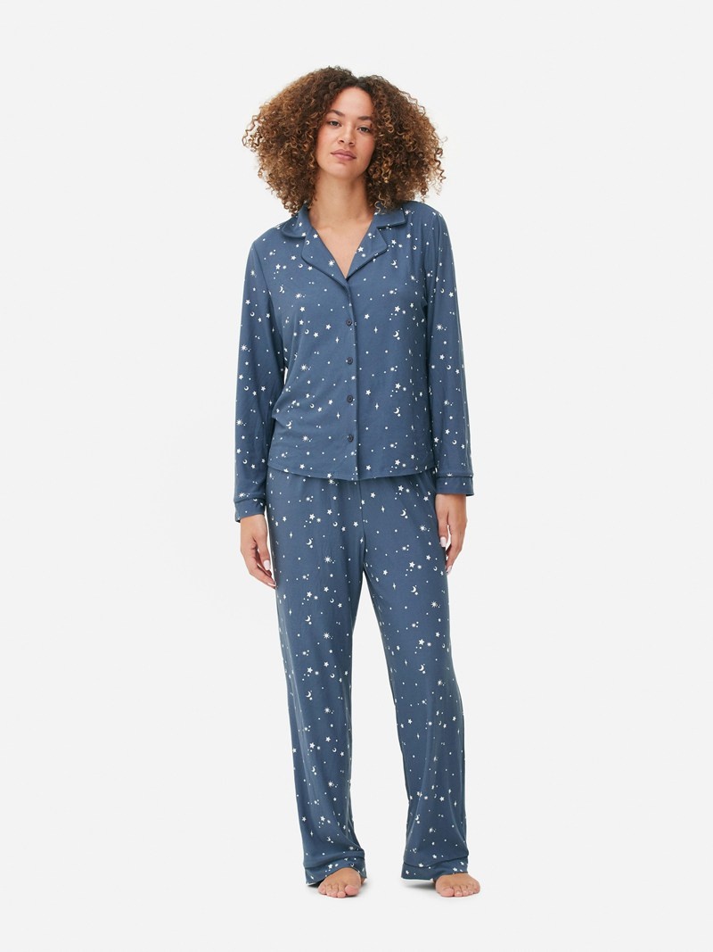 Ropa De Dormir Primark Celestial Long Pajamas Mujer Azul Marino | 7618PEODS