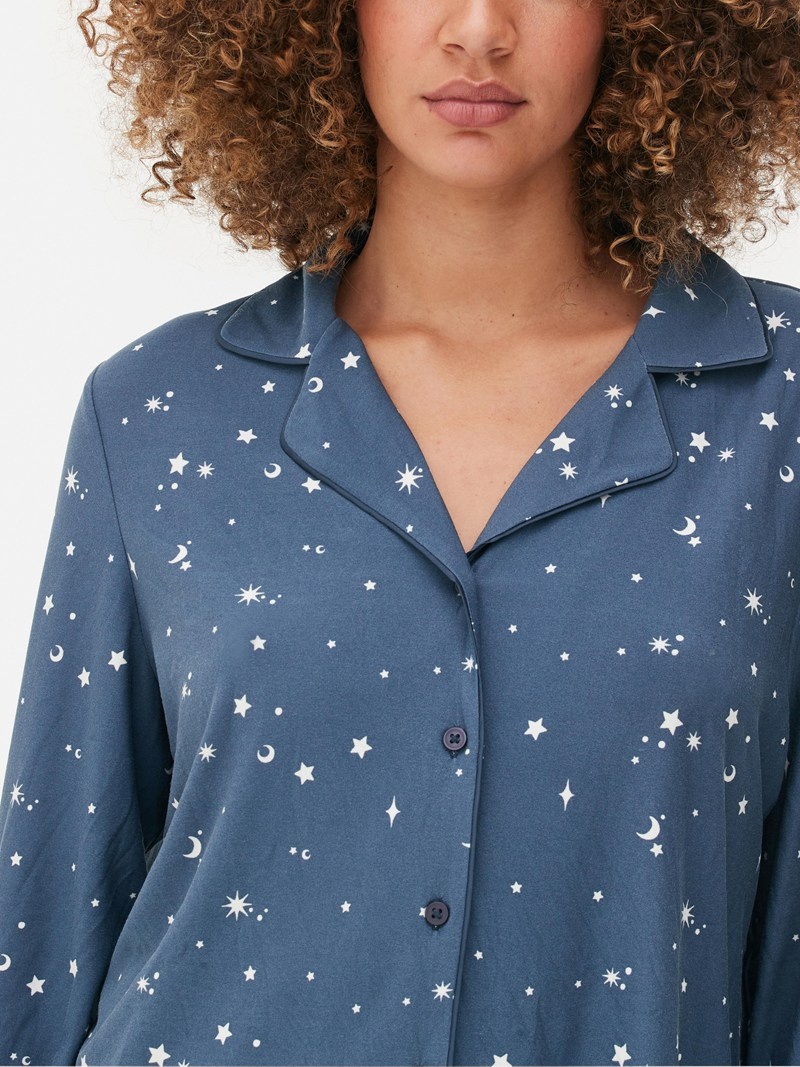 Ropa De Dormir Primark Celestial Long Pajamas Mujer Azul Marino | 7618PEODS