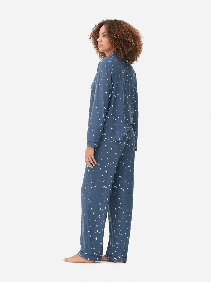 Ropa De Dormir Primark Celestial Long Pajamas Mujer Azul Marino | 7618PEODS