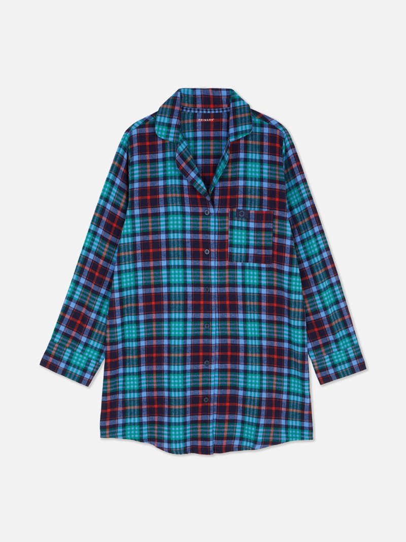 Ropa De Dormir Primark Check Flannel Night Mujer Azul Marino | 7695DCWKY