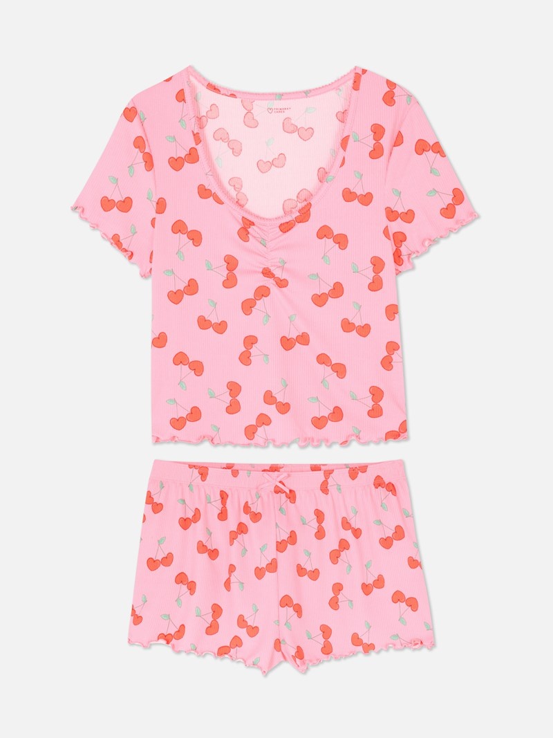 Ropa De Dormir Primark Cherry Print Pajamas Mujer Rojas | 0894ASIKC