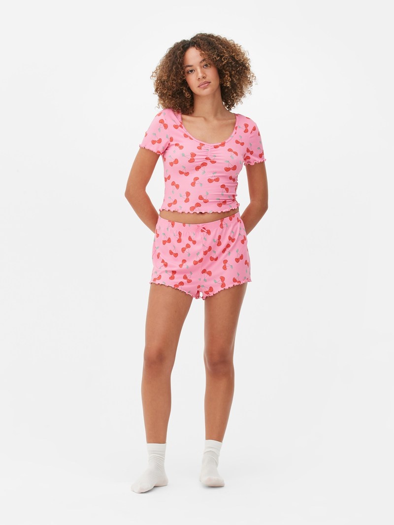 Ropa De Dormir Primark Cherry Print Pajamas Mujer Rojas | 0894ASIKC