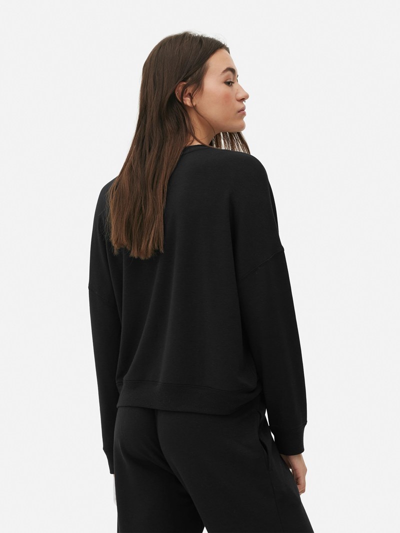 Ropa De Dormir Primark Crew Neck Pajama Sweat Mujer Negras | 2938TAUCN