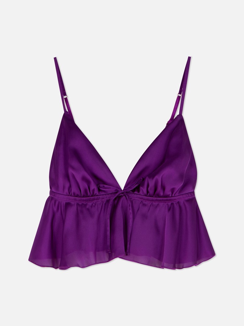 Ropa De Dormir Primark Floaty Satin Triangle Bralette Mujer Moradas Oscuro | 1376UBGEO