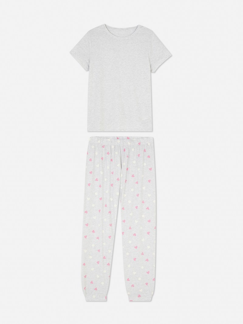 Ropa De Dormir Primark Floral Print Pajama Set Mujer Gris | 1524KJOTG