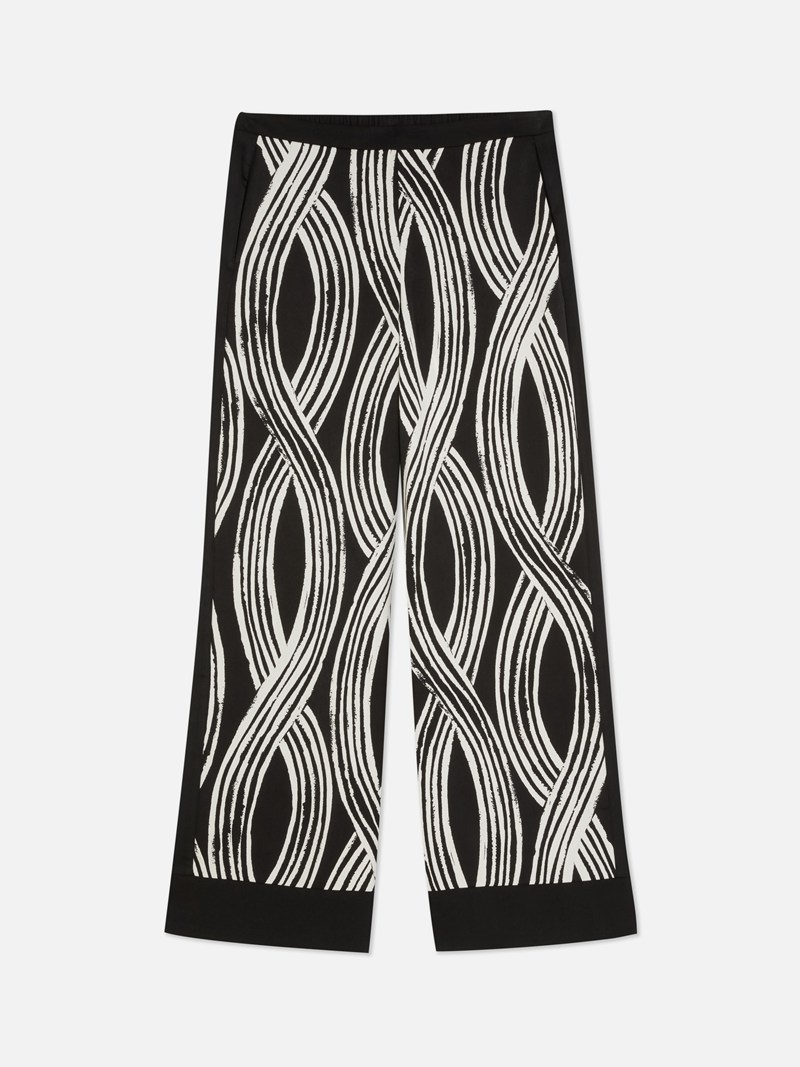 Ropa De Dormir Primark Lattice Print Satin Pajama Bottoms Mujer Blancas Negras | 2570HGFNL