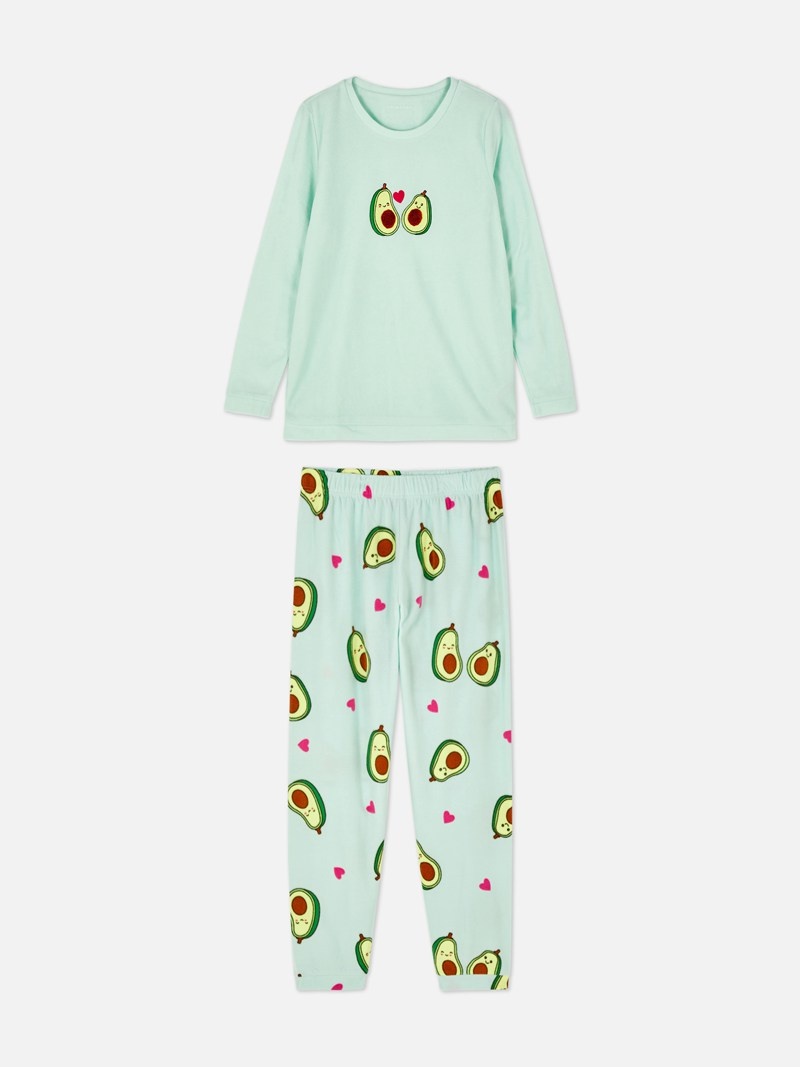 Ropa De Dormir Primark Long Sleeve Fleece Pajamas Mujer Verde Menta | 2163OCKZM