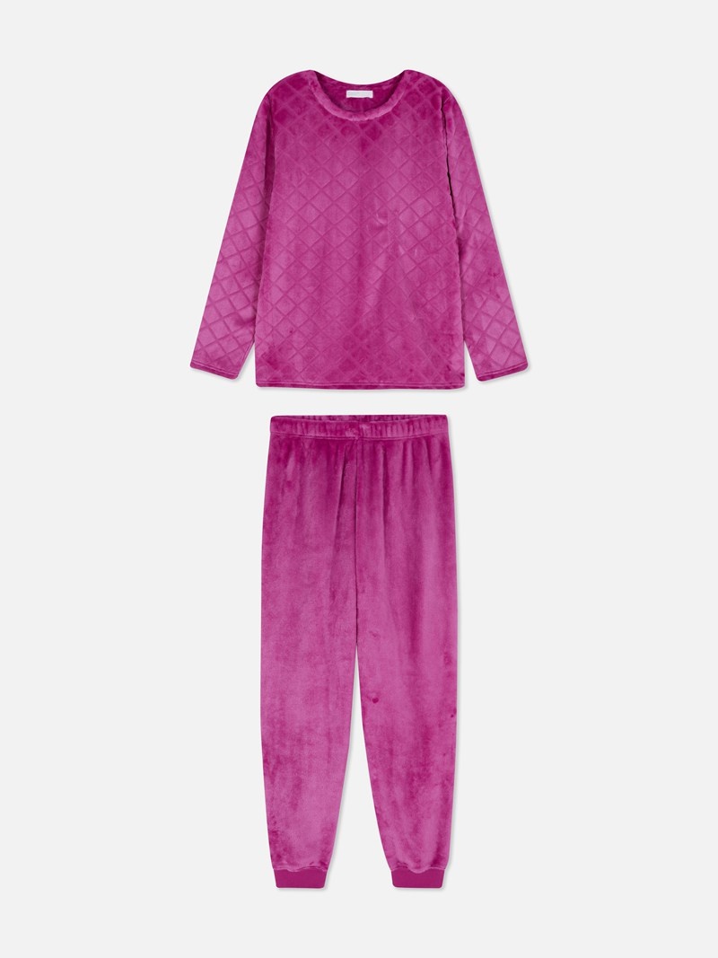 Ropa De Dormir Primark Long Sleeve Velour Pajamas Mujer Moradas | 9054QTVRC