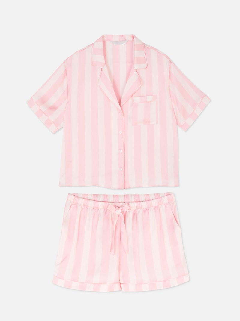 Ropa De Dormir Primark Satin & Pajama Set Mujer Rosas Claro | 9542UEKHP