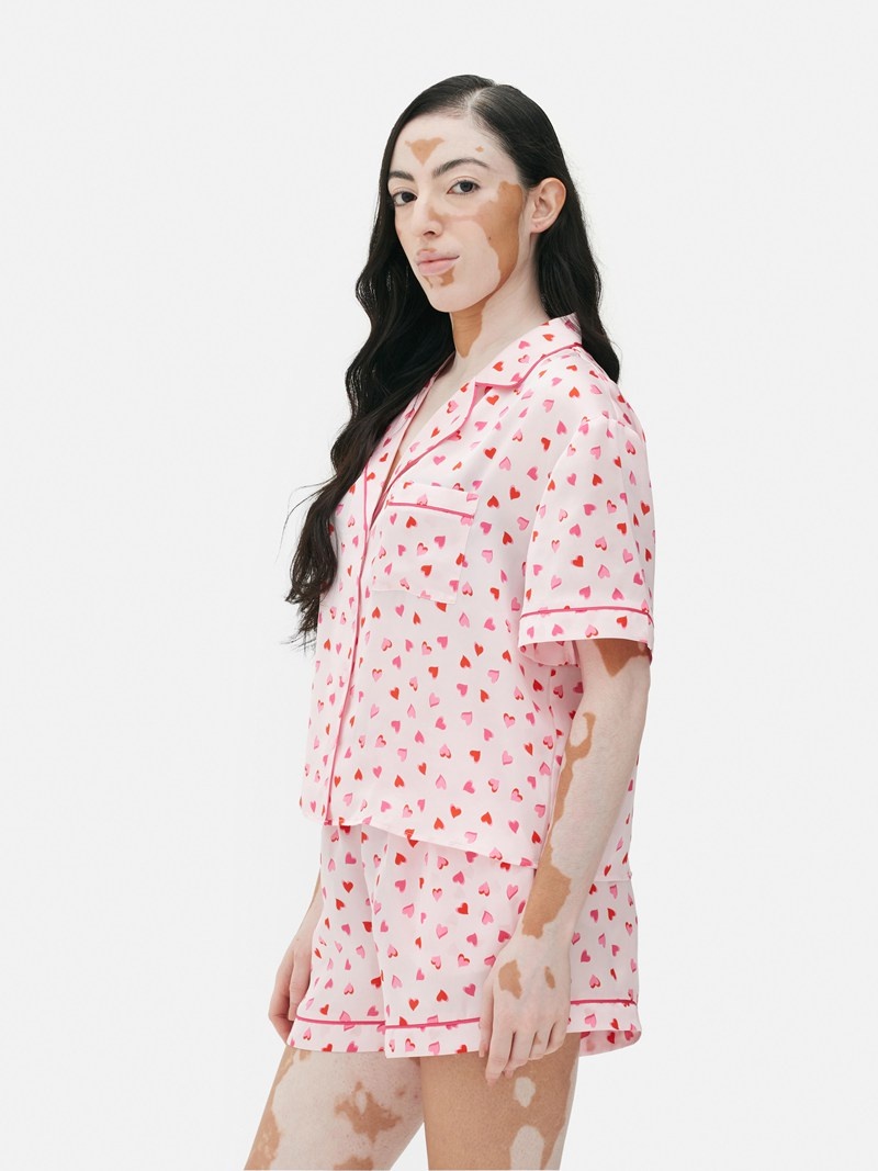 Ropa De Dormir Primark Satin & Pajama Set Mujer Rosas | 3740AXROD