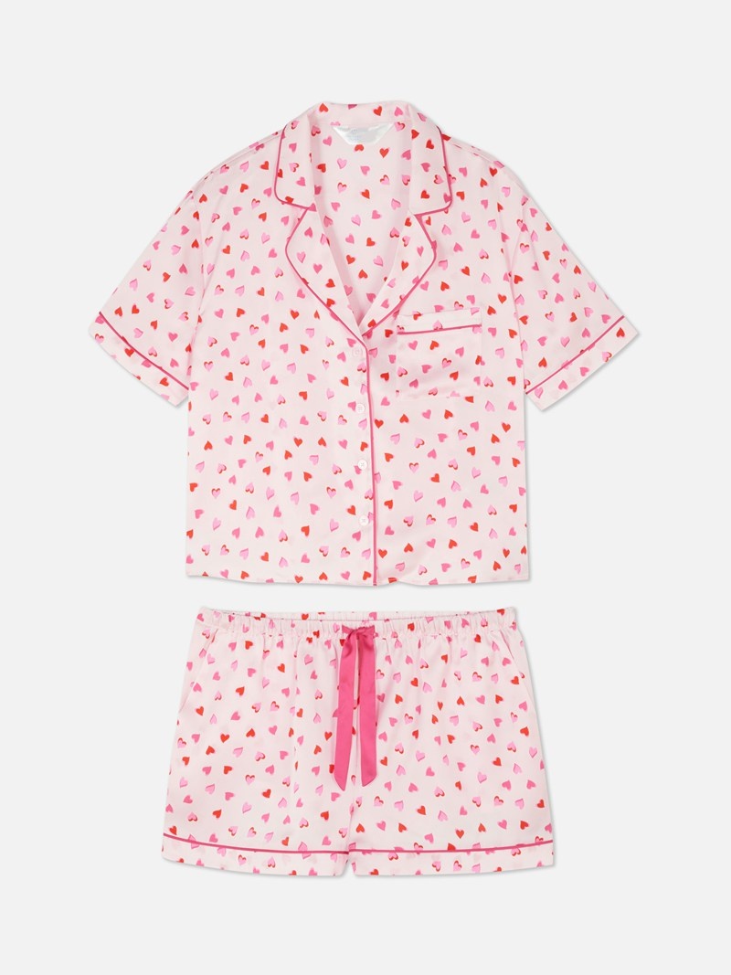 Ropa De Dormir Primark Satin & Pajama Set Mujer Rosas | 3740AXROD