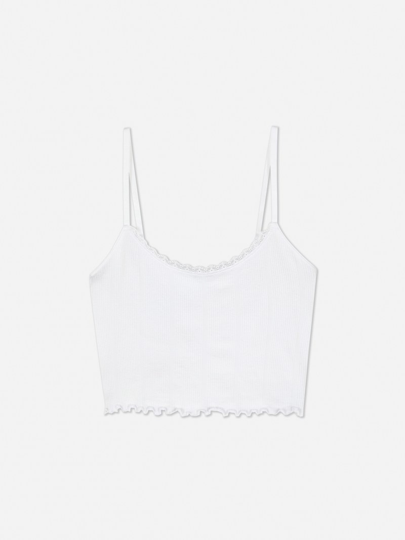 Ropa De Dormir Primark Seamfree Lettuce Hem Cropped Cami Bralette Mujer Blancas | 7218WODBR