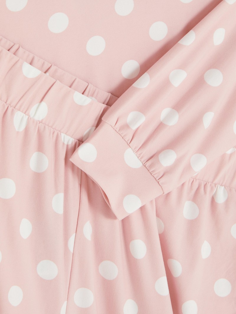 Ropa De Dormir Primark Soft Touch Polka Dot Long Sleeve Pajamas Mujer Rosas | 7053VRBAU