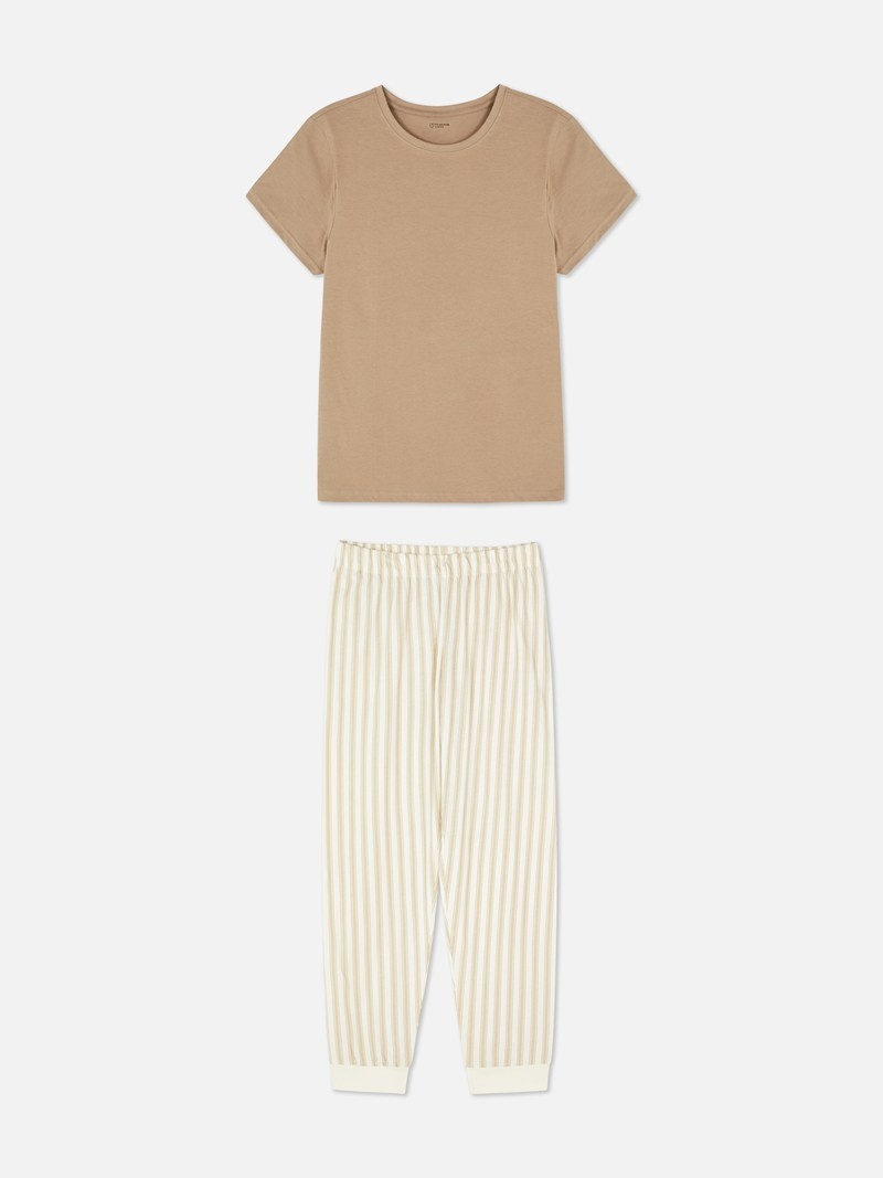 Ropa De Dormir Primark T and Pajamas Mujer Beige | 4268CFONI