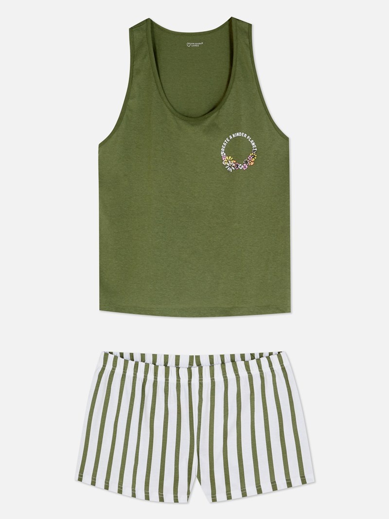 Ropa De Dormir Primark Tank and Pajama Set Mujer Verde Oliva | 7982HXSVQ