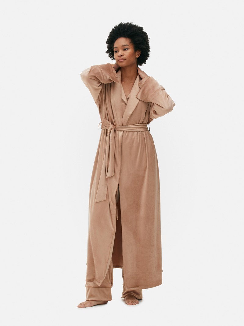 Ropa De Dormir Primark Velour FullLength Robe Mujer Marrones | 6349CQFKO