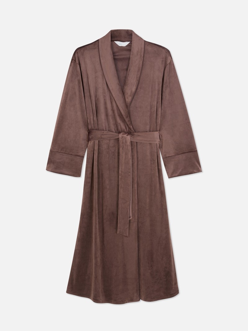 Ropa De Dormir Primark Velour FullLength Robe Mujer Marrones | 3746MWDLS